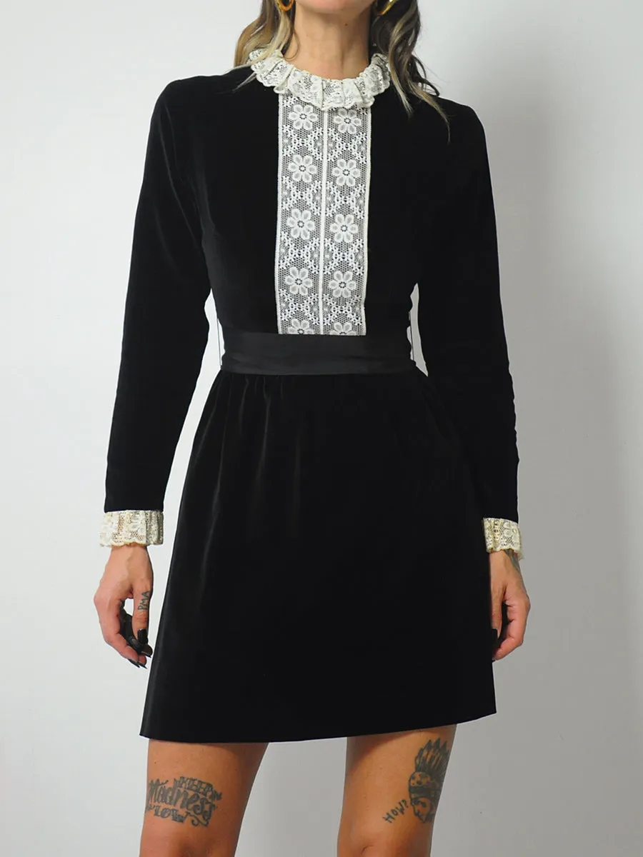 1960's Velvet & Lace Mini Dress