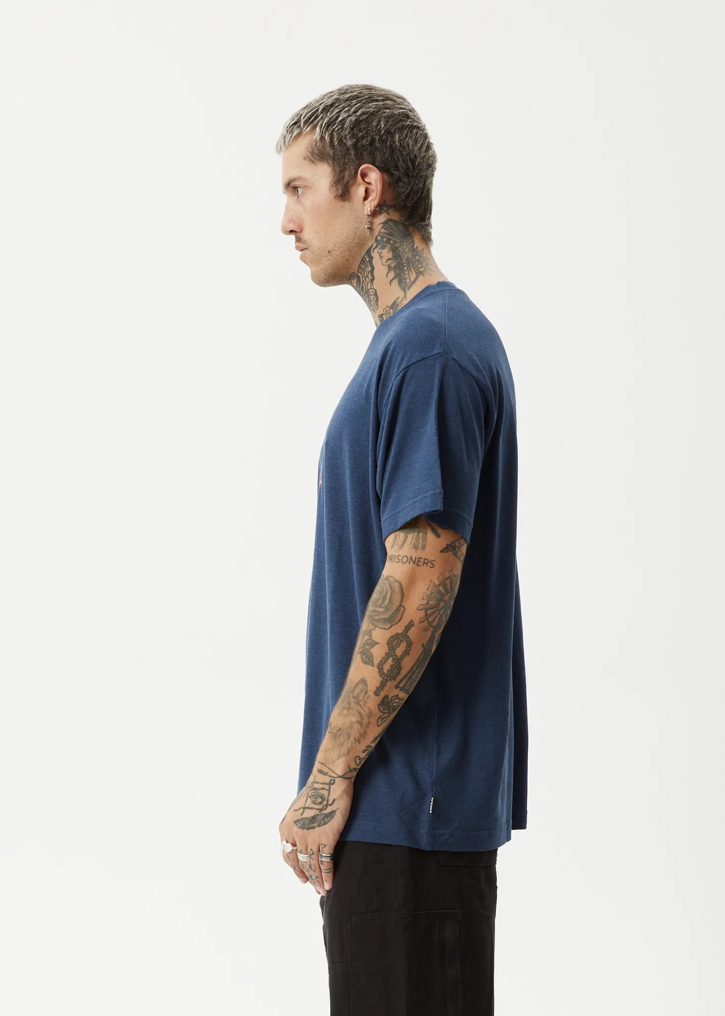 AFENDS Mens Sunflower - Boxy T-Shirt - Navy