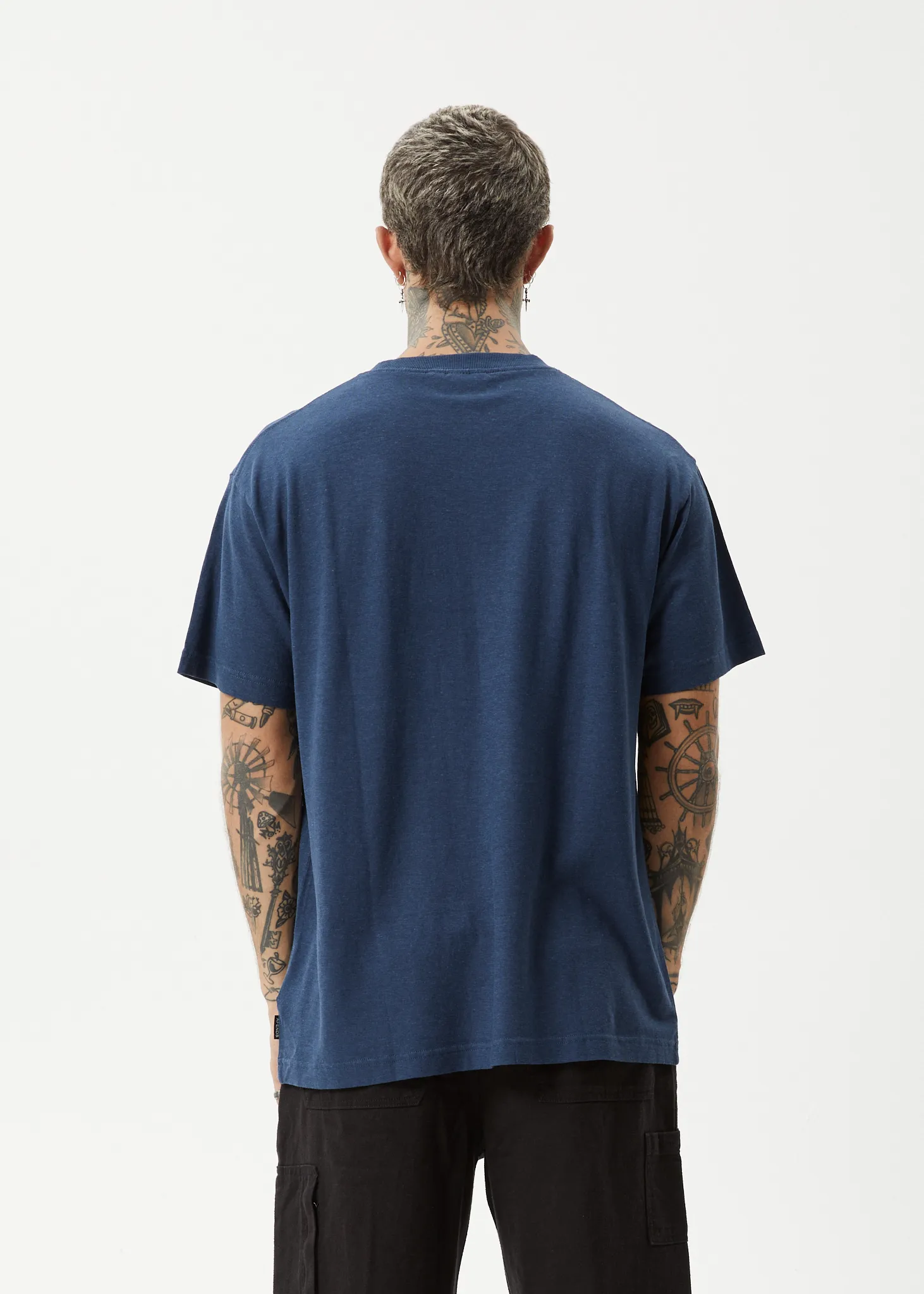 AFENDS Mens Sunflower - Boxy T-Shirt - Navy