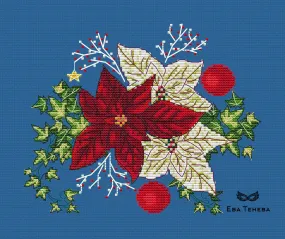 Arrangement with Red Poinsettia - PDF Cross Stitch Pattern