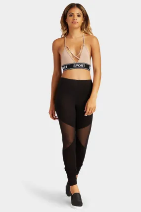 Black Mesh Panel Leggings