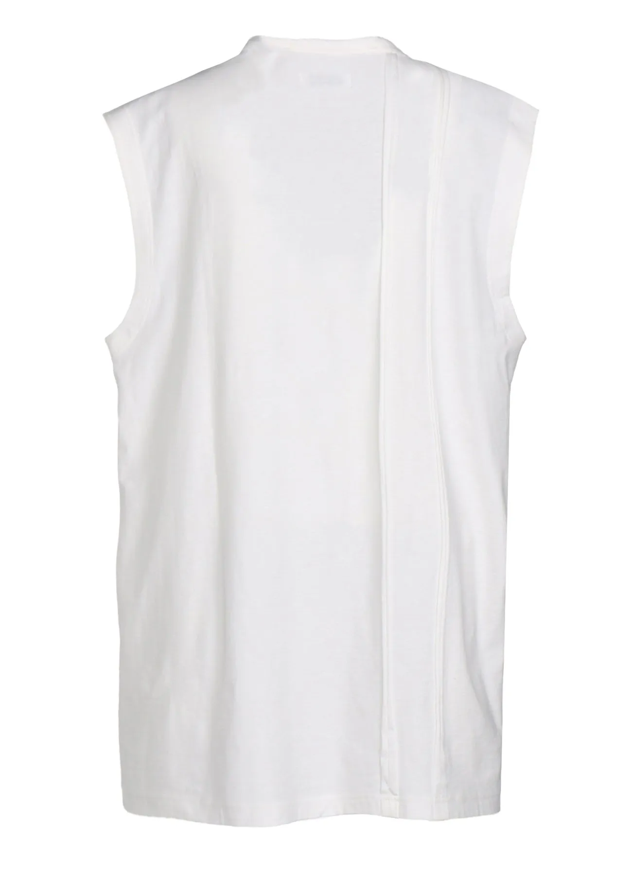 COTTON JERSEY VERTICALLY GRAFTED SLEEVELESS TOP WITH HEM SLIT