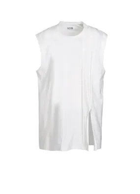 COTTON JERSEY VERTICALLY GRAFTED SLEEVELESS TOP WITH HEM SLIT