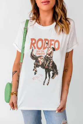 Cowboy Graphic Round Neck Short Sleeve T-Shirt