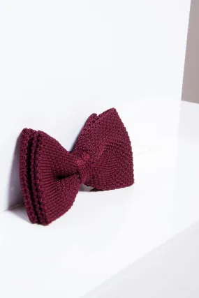 KB - Knitted Double Layer Bow Tie In Wine