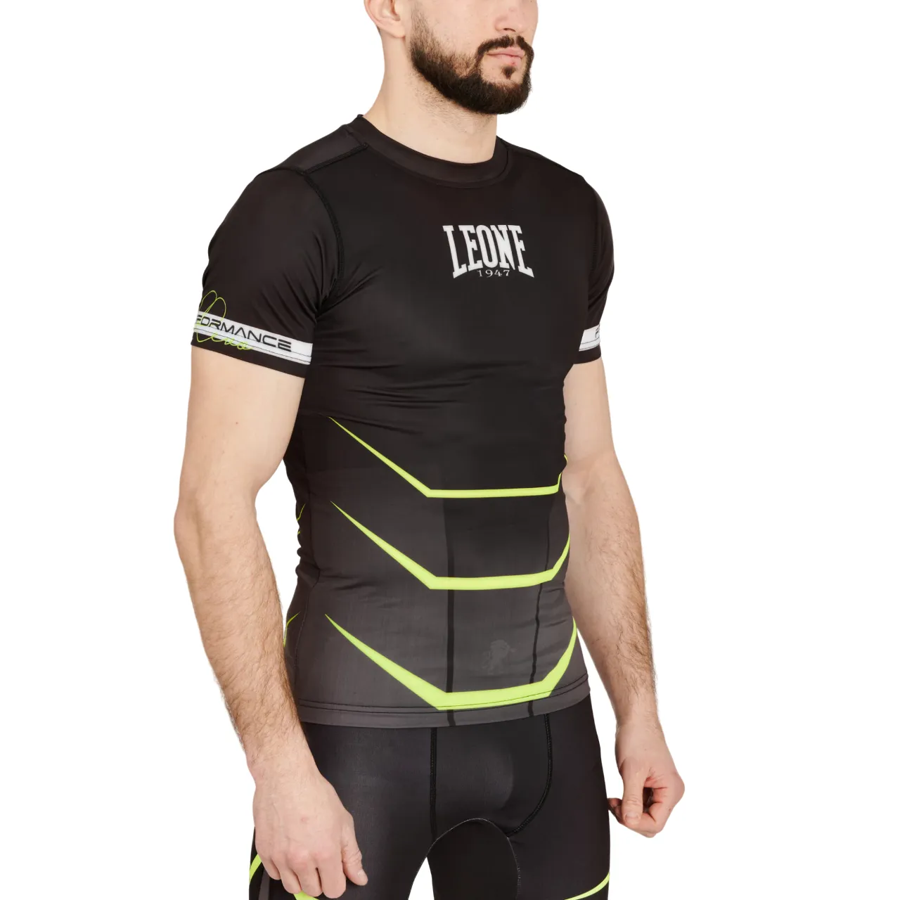 Leone maglia manica corta Rashguard Revo AB927F nero-fluo