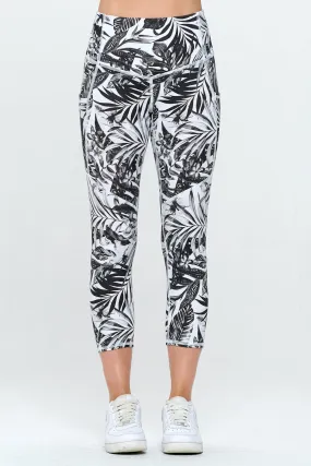 Liz Capri - B&W Tropics w Pockets Capri