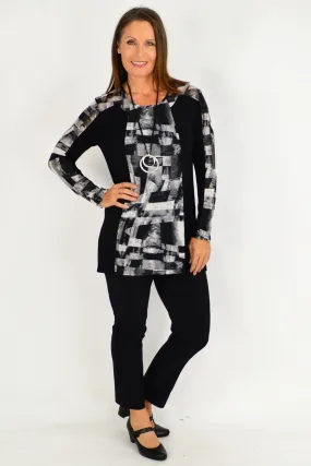 Maria Silver Black Tunic Top