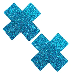 Pegasus Tears Turquoise Iridescent Glitter X Factor Nipple Cover Pasties