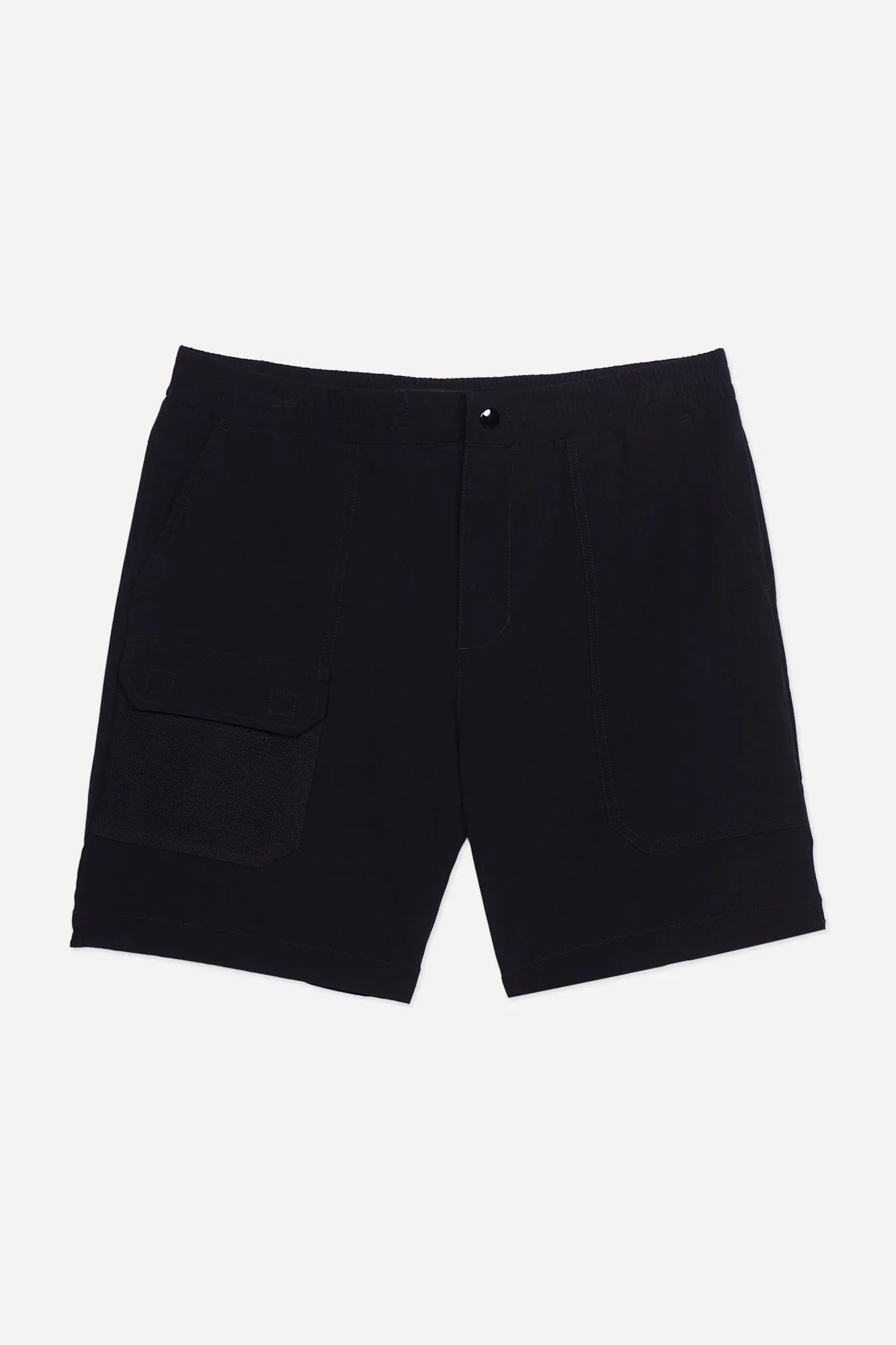 Relaxed Fit Knit Nylon Cargo Shorts with Mesh Pocket Detail