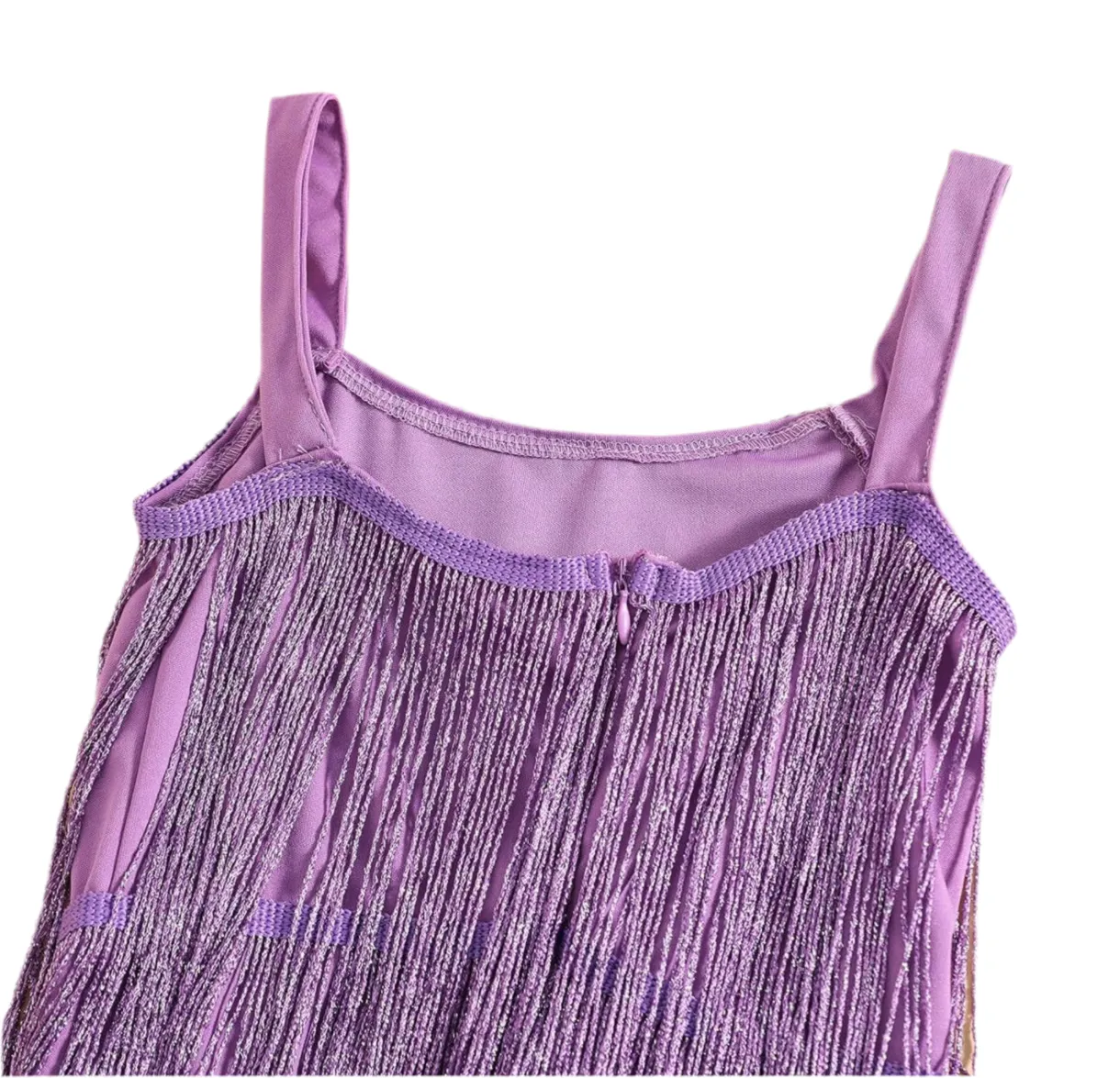 Sparkling Sequin Fringe Dress, Sparkling Tassel Sleeveless Kids Dance Wear