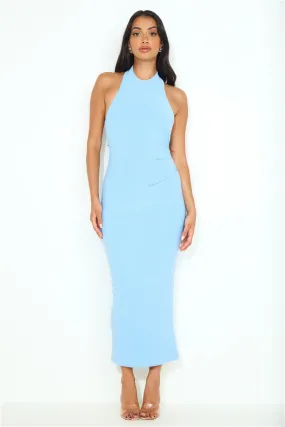 Straight Back To You Halter Maxi Dress Blue