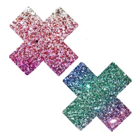 Super Sparkle Rock Kandi Multicolor Chunky Glitter X Factor Nipple Cover Pasties