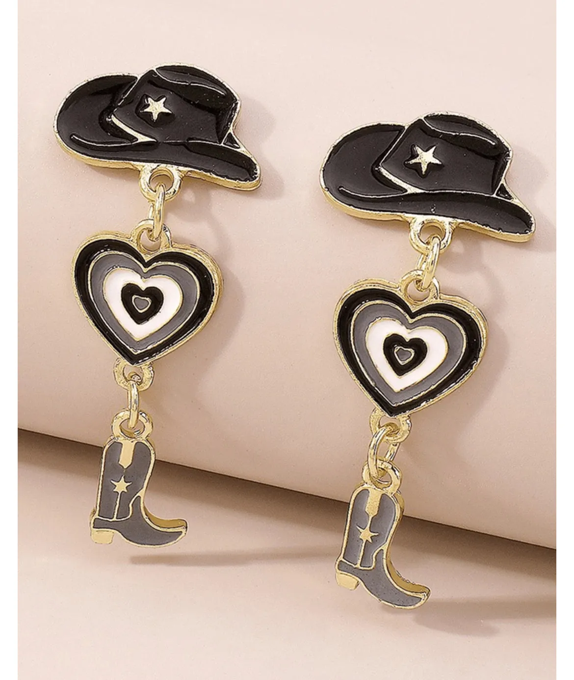 Western Cowboy Boots, Pendant Long Earrings